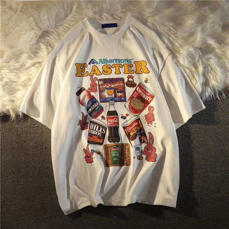 

Retro Manga Short Men's and Women's T-Shirt with The Same Style Couple Oversized T-Shirts Short Sleeve Manga Camiseta Graphic