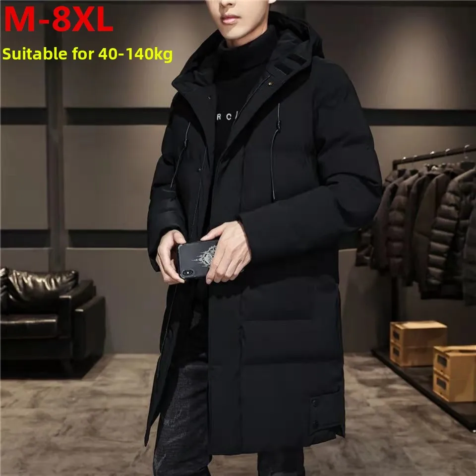 

Men's Casual Mid-Length Cotton Jaet Autumn Winter Thi Warm Polyester Filling Korean Sle Hooded Long Coat for Couples