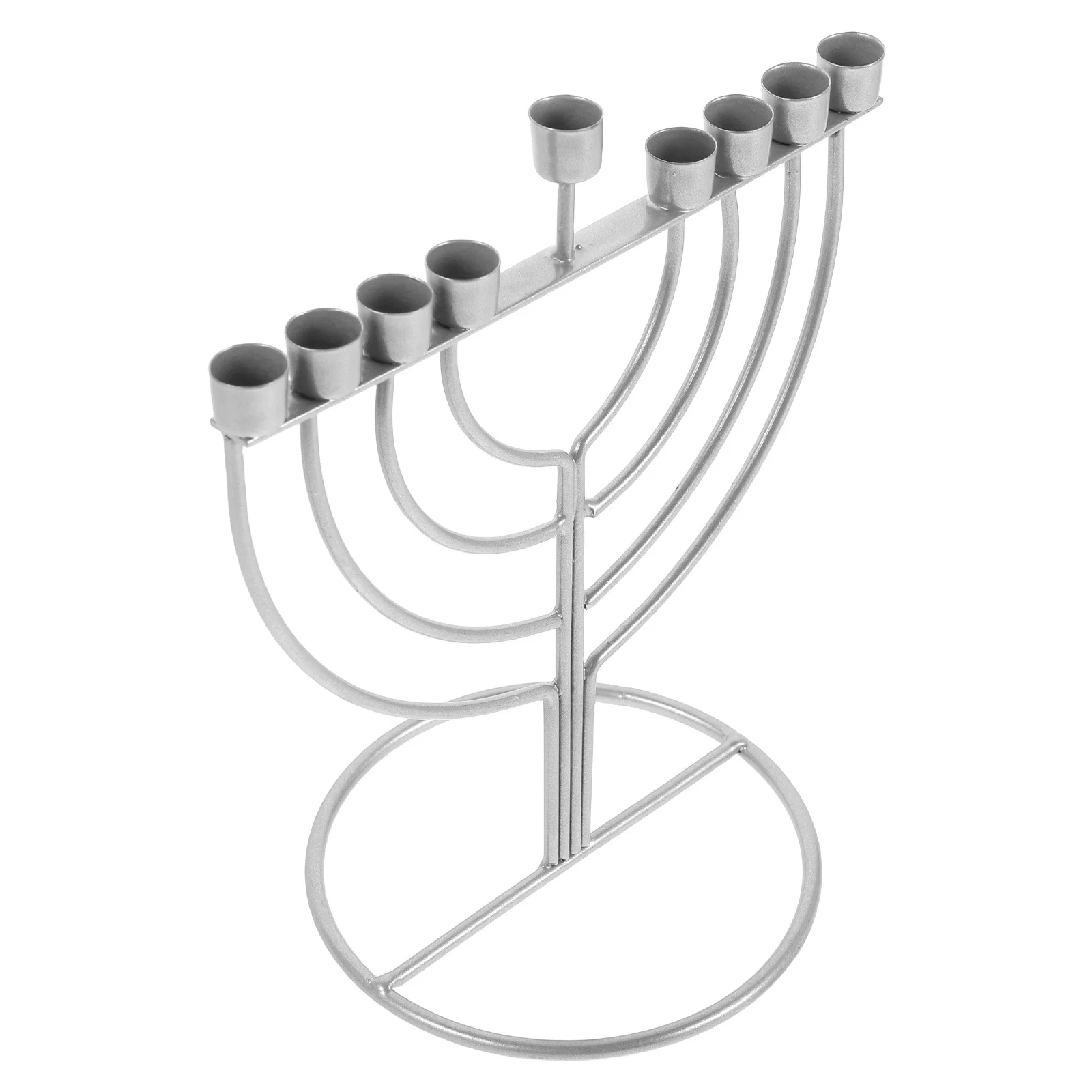 

9-Branch Hanukkah Menorah Holder Alloy Metal Pillar Stand For Tabletop Religious Festival Decor Vintage Desktop