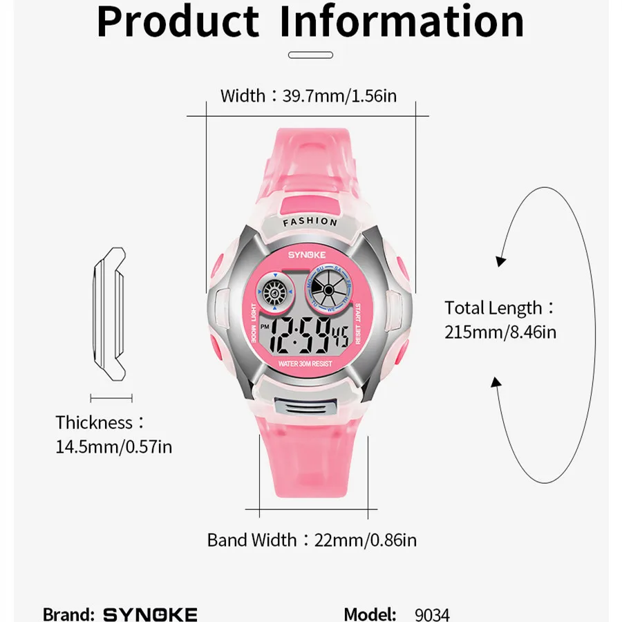 Student Electronic Watch Waterproof Sports Children Watch Glow Multi Function Digital Watch Seven Colors Light Gift Synoke