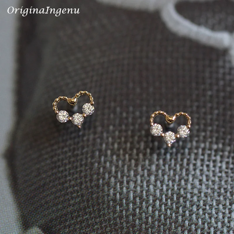 Solid 9K Gold Dainty Heart Stud Earrings 9k Gold Women Jewelry Minimalist Elegant Wedding Earrings Tarnish Resistan Fine Jewelry