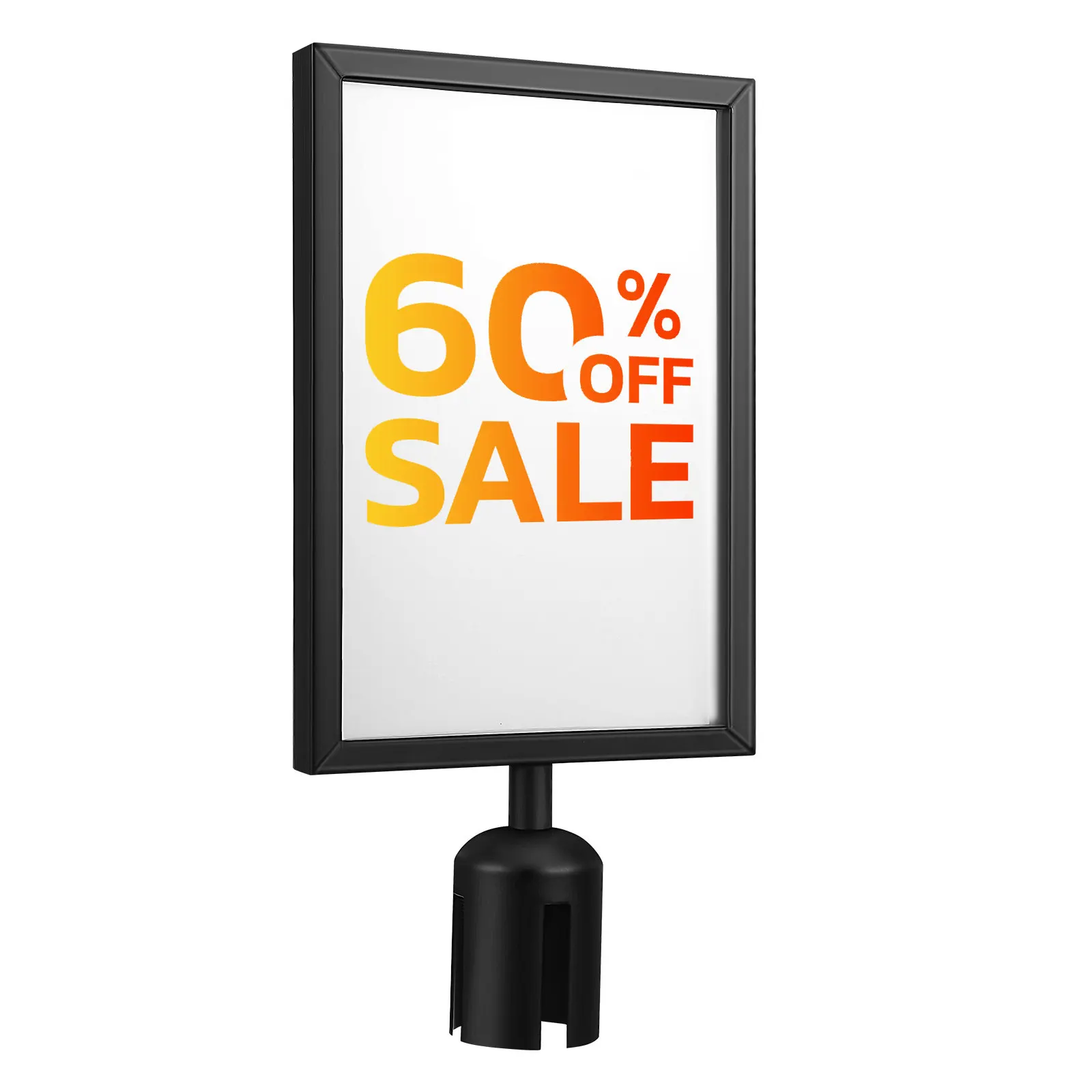 

Stainless Steel Stanchion Sign Holder A4 Portrait Frame for Guiding Sign Queue Barrier Retractable Belt Stanchion Display