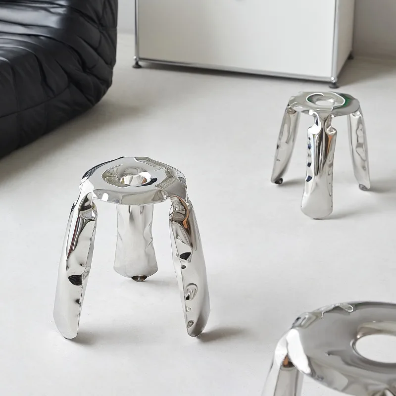 Nordic minimalist balloon stool household living room small stool creative furniture metal stainless steel low stool
