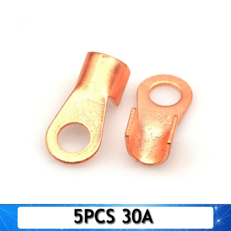 5PCS 30A 60A 100A 150A Dia Copper Circular Splice Terminal Wire Naked Connector Battery Cable