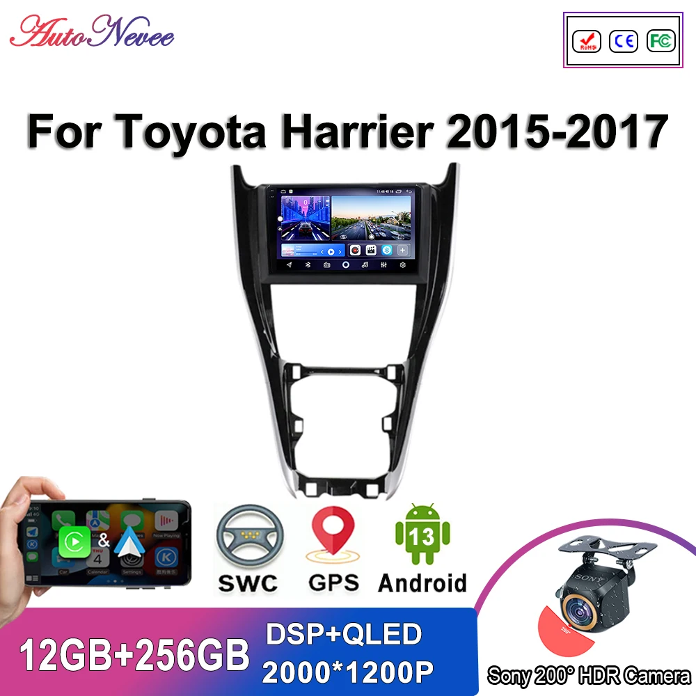 

Мультимедийный плеер на Android 13 для Toyota harrier 2015-2017, Автомобильный плеер с GPS, стерео-навигацией, автомобильный радиоэкран, № 2DIN, головное устройство, фонарь с Wi-Fi