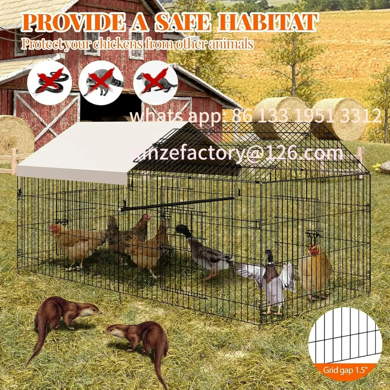 

Customizable Metal Chicken Coop, Metal Chicken Cage For Outdoor Backyard Farm Rabbit Duck, Portable Poultry Cage