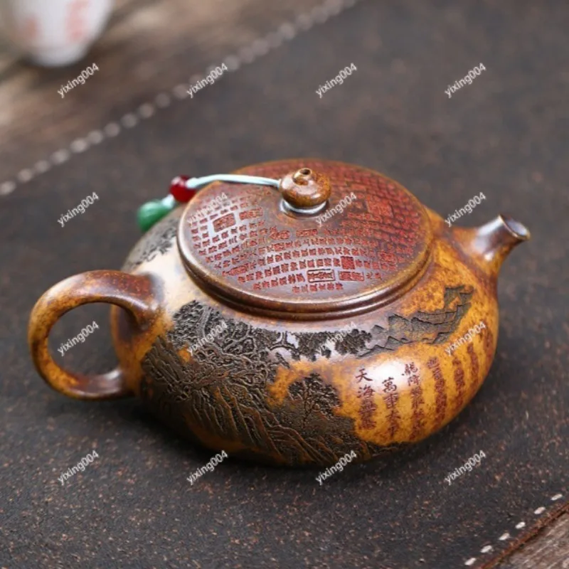 Handmade Ceramic Teapot, Clay Material Pot for Home Gongfu Tea Brewing Household Teaware