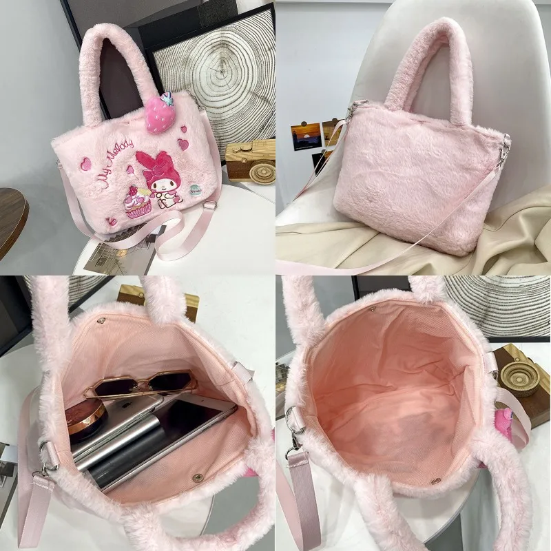 Sanrio Kuromi Cinnamoroll Bolsa De Ombro, Hello Kitty Mochila De Pelúcia, Minha Bolsa Melody, Sacola De Armazenamento, Kawaii Plushies, Presente para Meninas