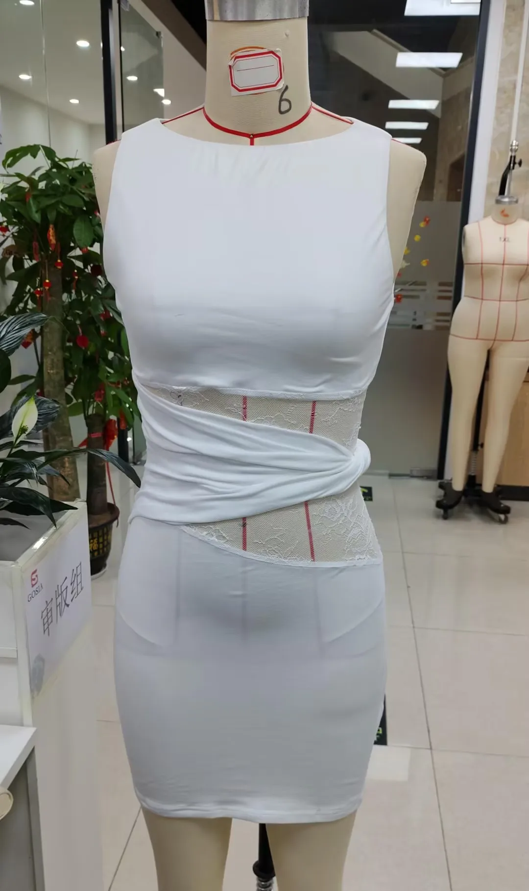 Damska Sukienka Mini z Siateczki i Koronki, Letnia, Codzienna, Bez Rękawów, Obcisła, na Imprezę, do Klubu, Streetwear