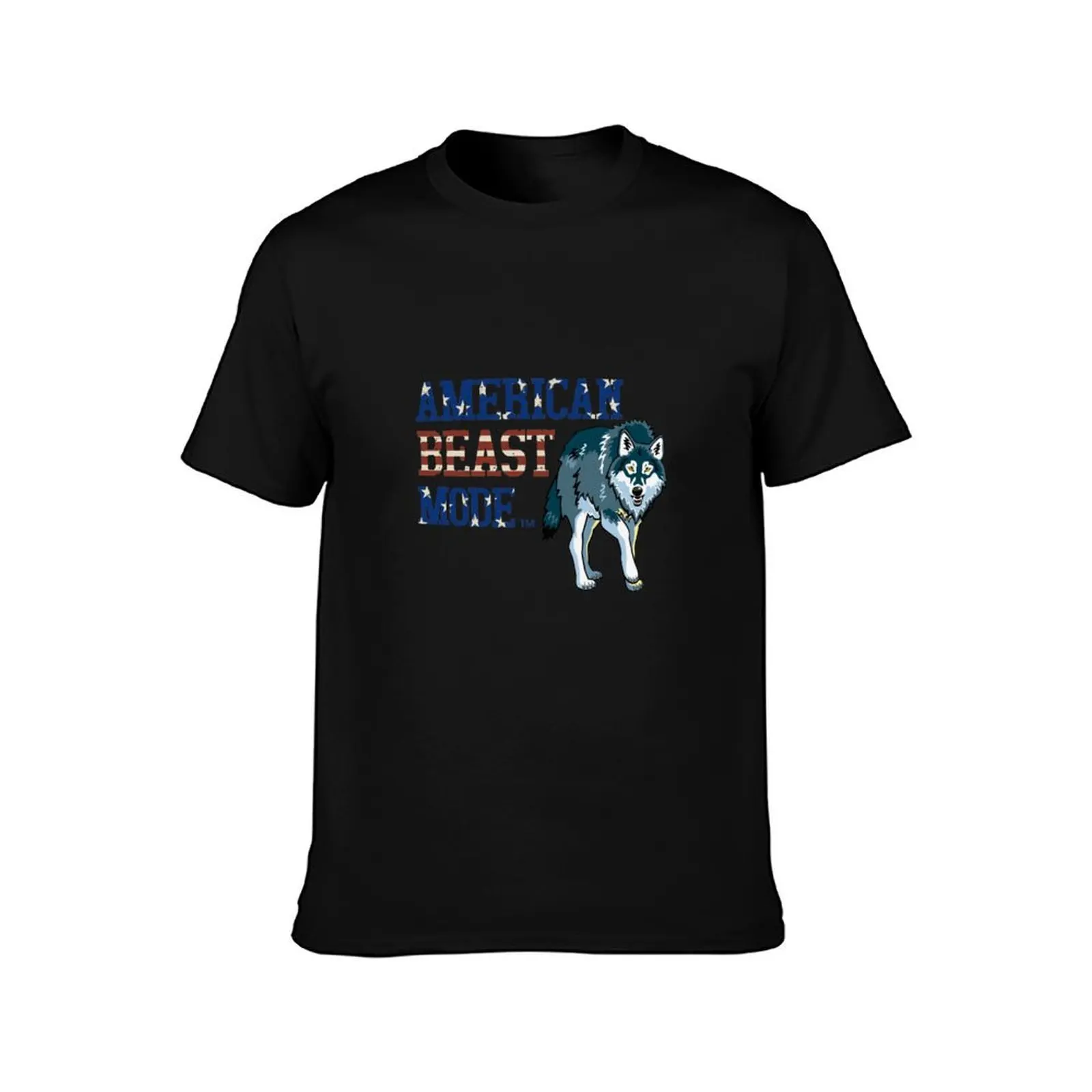American Beast Mode Snarling Wolf Shirt T-Shirt, Summer Casual Cotton Tee, Oversized Streetwear Tops, Vintage Graphic Print