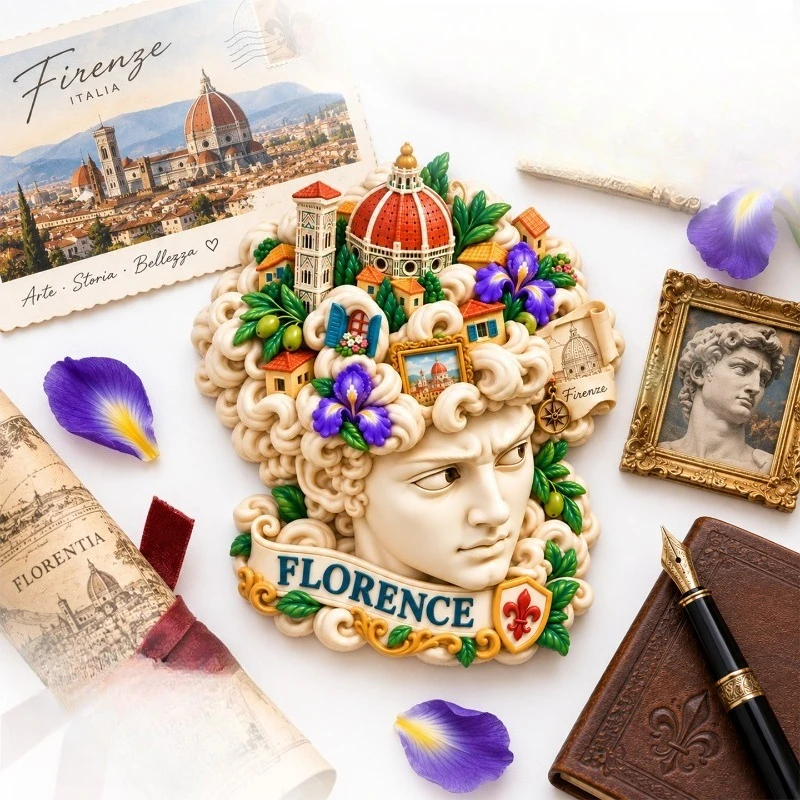 Florence David Old City Fridge Magnet - Classic 3D Italian Souvenir Unique Renaissance Gift for Travel & Art Lovers Decor