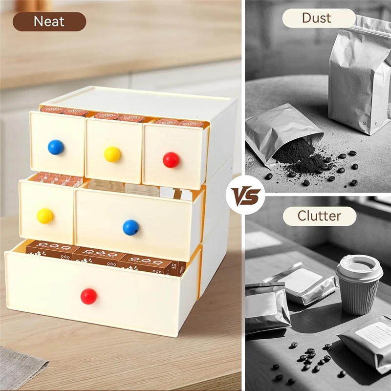 

MCGS-For Countertop Tea Bag Storage Shelf 6 Stackable Drawers-Plastic Organizer For Tea Sorting/Arrangement