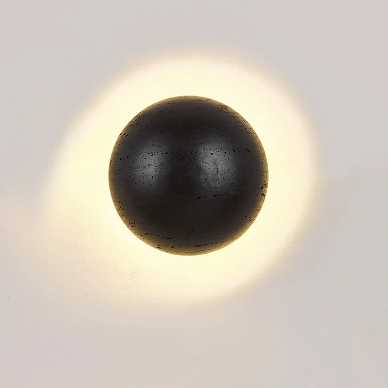 

New Creative Personalized Black Stone Home Lighting Wabi Sabi Apartment Studio Staircase Corridor Led Wall Lamp Bedroom Lighting