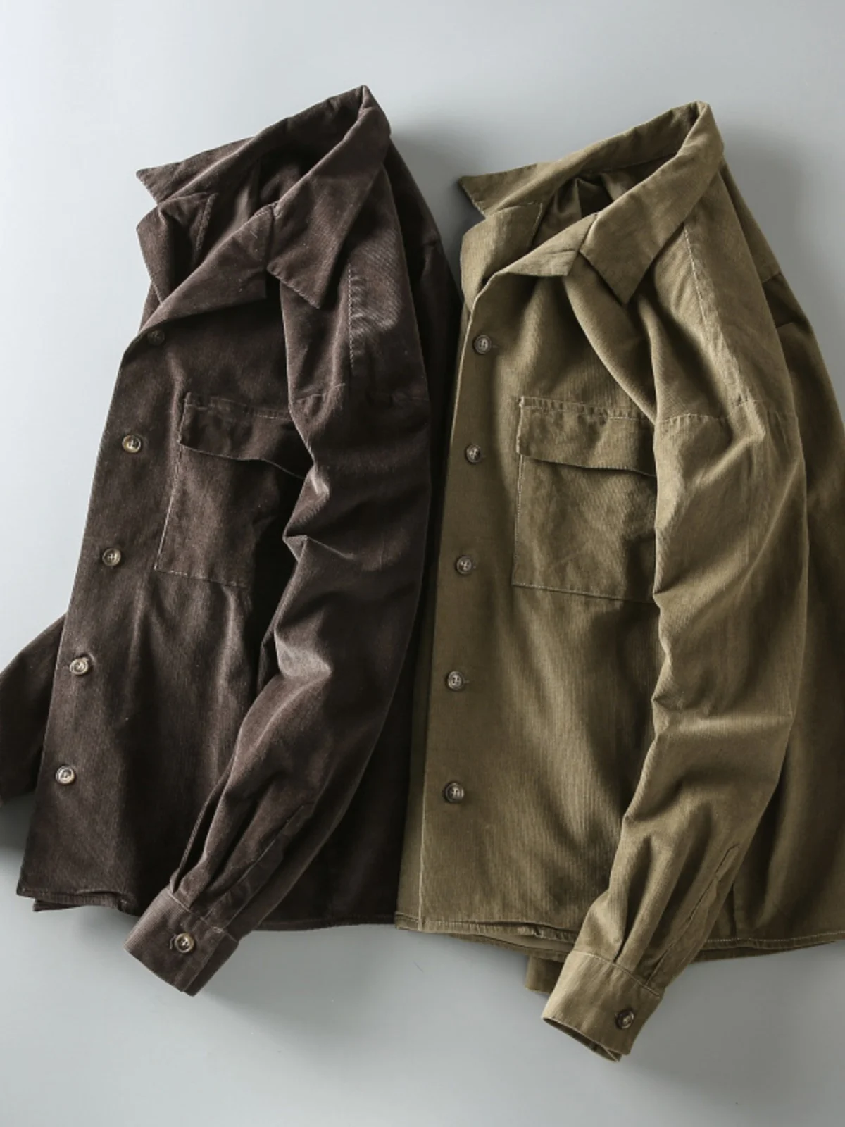 

Red Men's Cotton Workwear irt Vintage Waed Corduroy Jaet Long Sve Youth Trend Spring Autumn Warm Stand Fit
