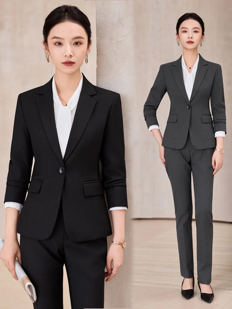 

Women's Interview Suit Set, High-End Formal Wear, Professional Attire for Telecom, Business Office, Bank Management Work Uniform