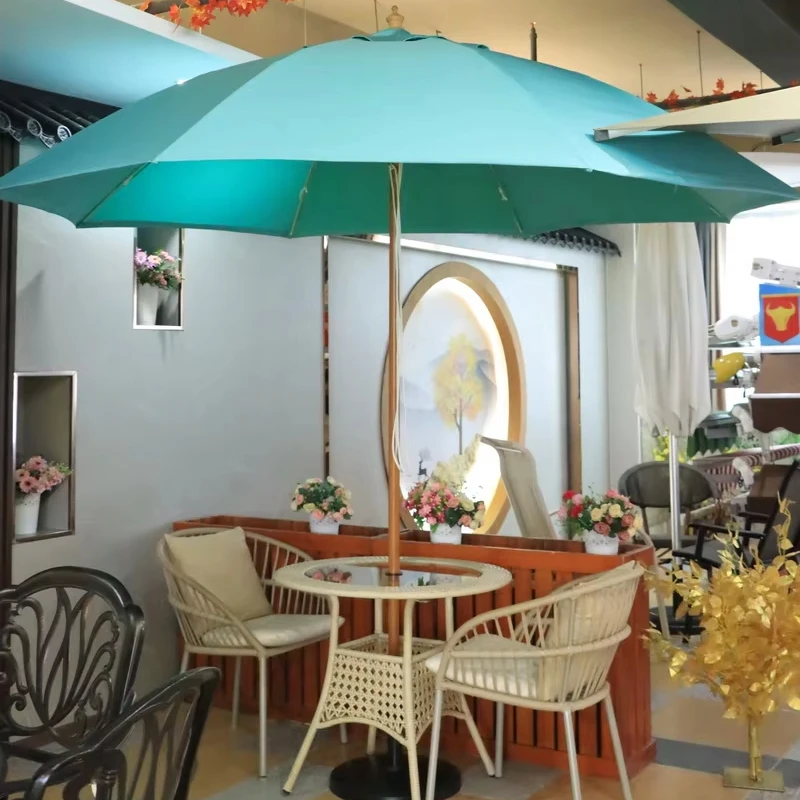 

High Quality Outdoor Parasols Waterproof Sun Umbrella with Plastic Water Filled or Marble Parasol Base