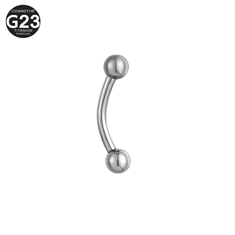 Eyebrow Piercing G23 Titanium Banana Barbell 8/10/12mm Internally Threaded Lip Ring 3/4mm Ball Helix Rook Earrings Lip Jewelry