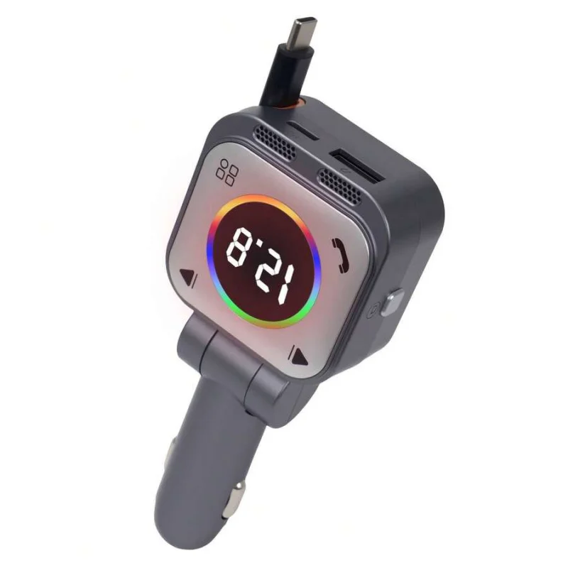 

Автомобильное зарядное устройство с Bluetooth, MP3-плеером, FM-передатчиком, выдвижным кабелем, 45 Вт и сверхбыстрой зарядкой