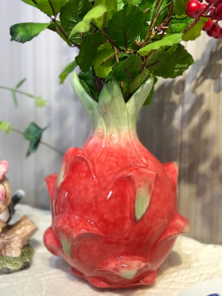 European pastoral style ceramic vase Creative dragon fruit decoration home living room decoration TV cabinet new house crafts