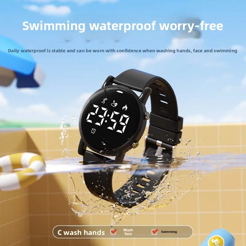 2026 New LED Kids Smart Bracelet Waterproof Swimming Diving Night Light Sports Watch Step Counter for Students