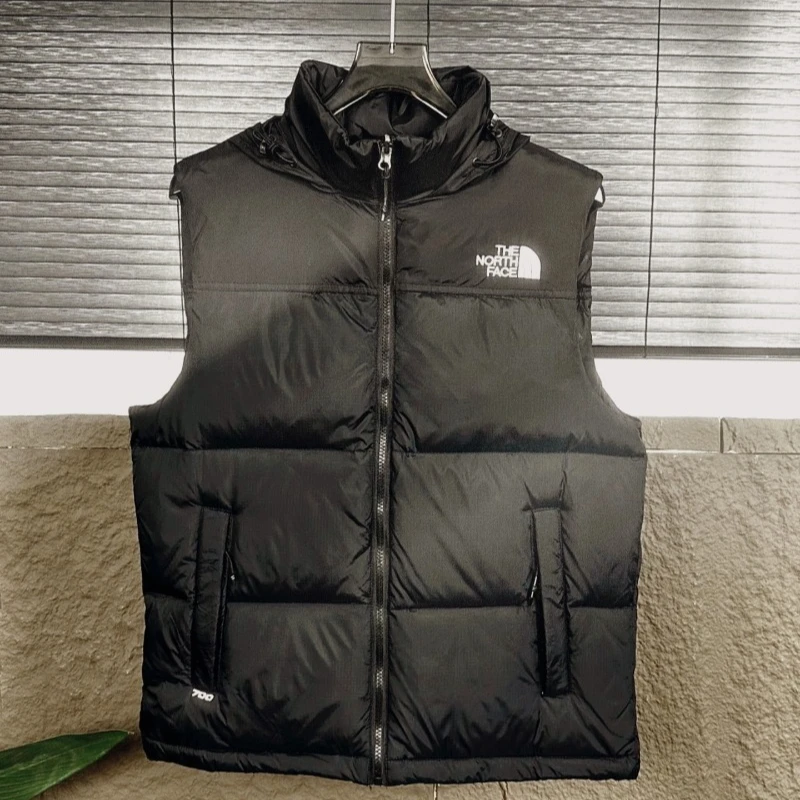 The North Face 1996 Nuptse Black Sleeveless Down Vest Icon Logo Puffer Waistcoat For Men
