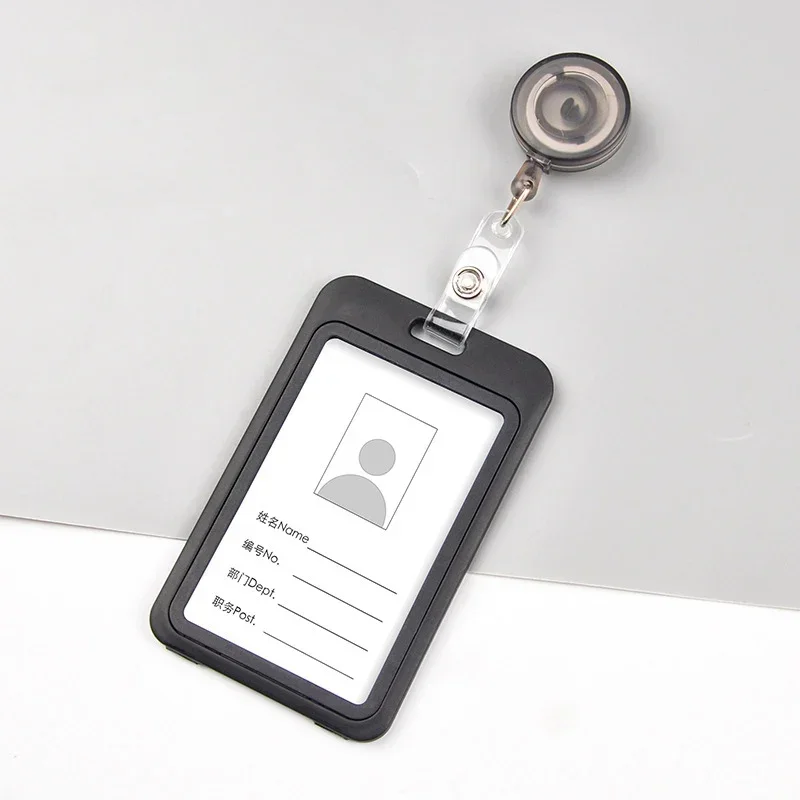 1PC Plastic Slide Card Holder Protector Cover with Retractable Doctor Nurse Badge Reel ID Lanyard Name Tag