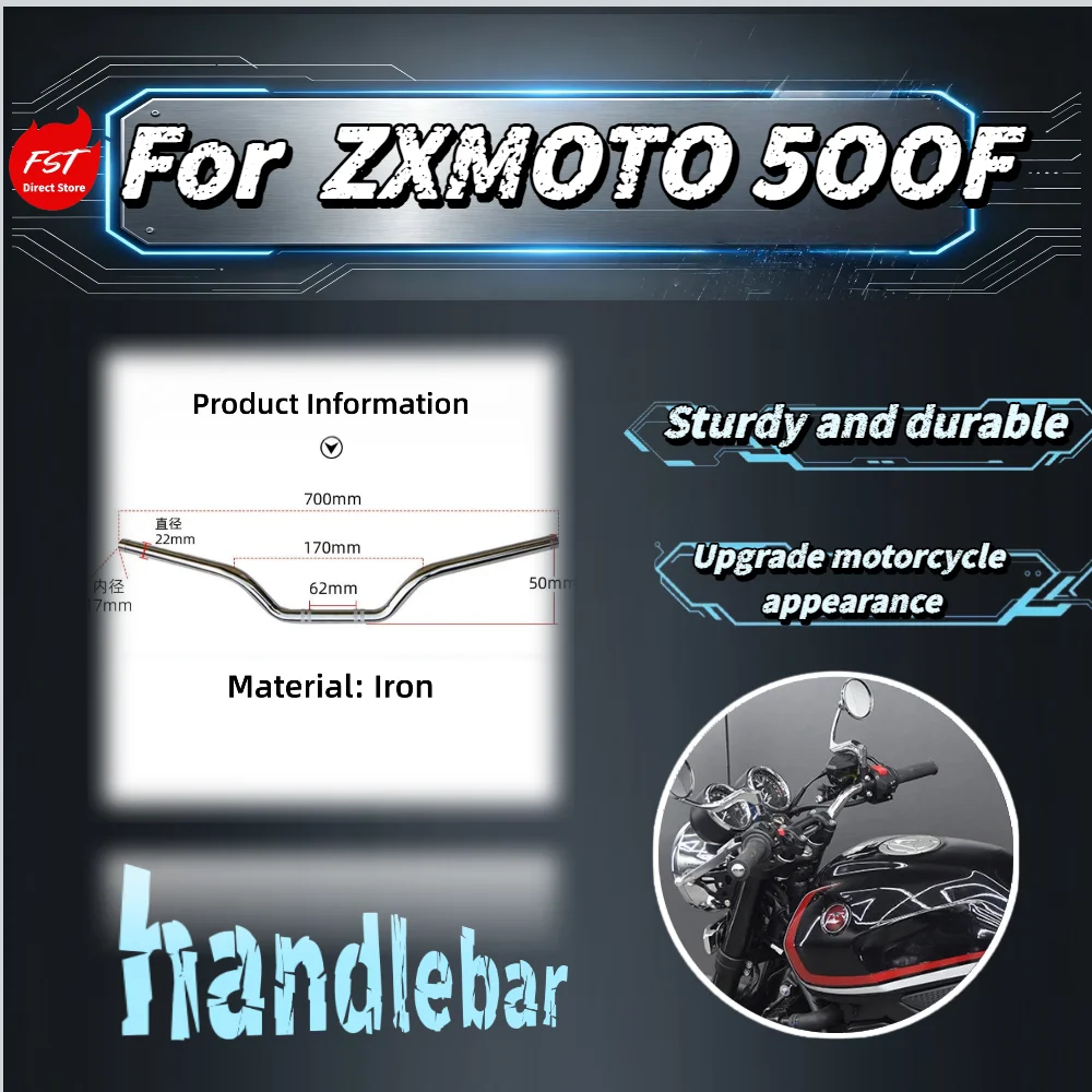 For ZXMOTO 500F Electroplated Small Ape Hanger Handlebar Steering Wheel Comfort Straight Mount Modified Motorcycle Accessories