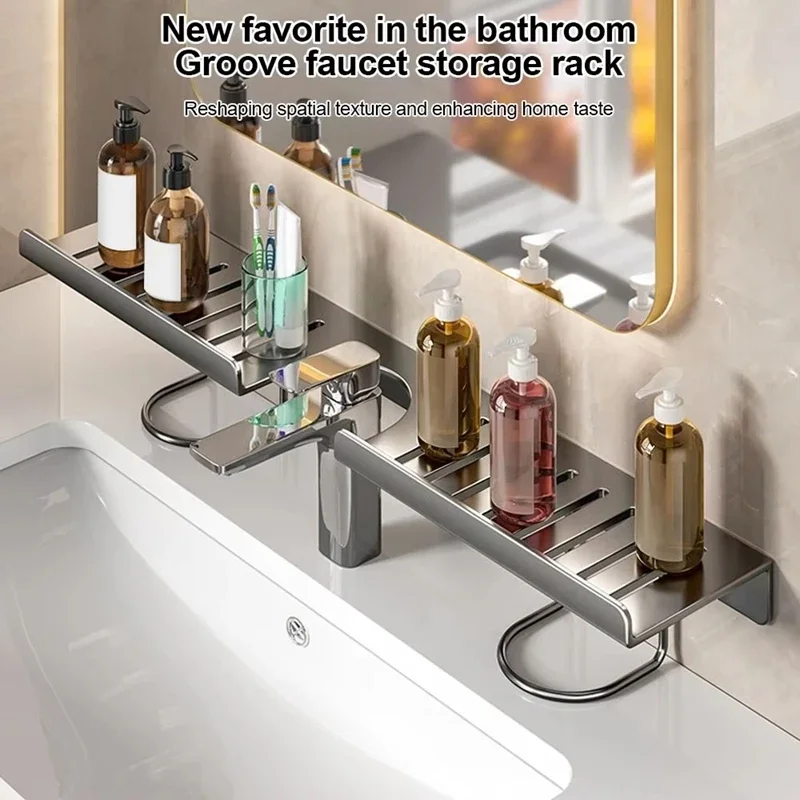 Bathroom Storage Rack Water Drainage Simple Faucet Storage Shelf Universal No-drill Bathroom Organizer Washstand Storage