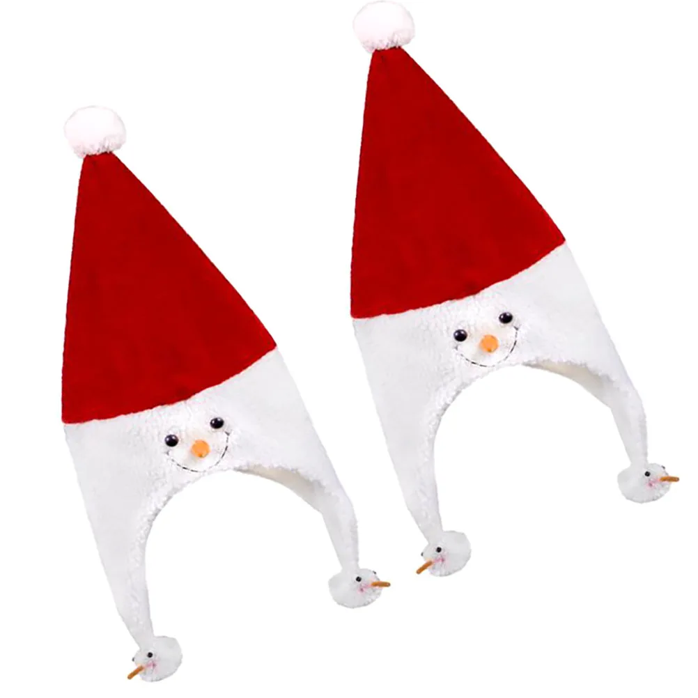 

2 Pcs White Santa Hat Decoration Festive Dancing Clothing Holiday Props Toddler