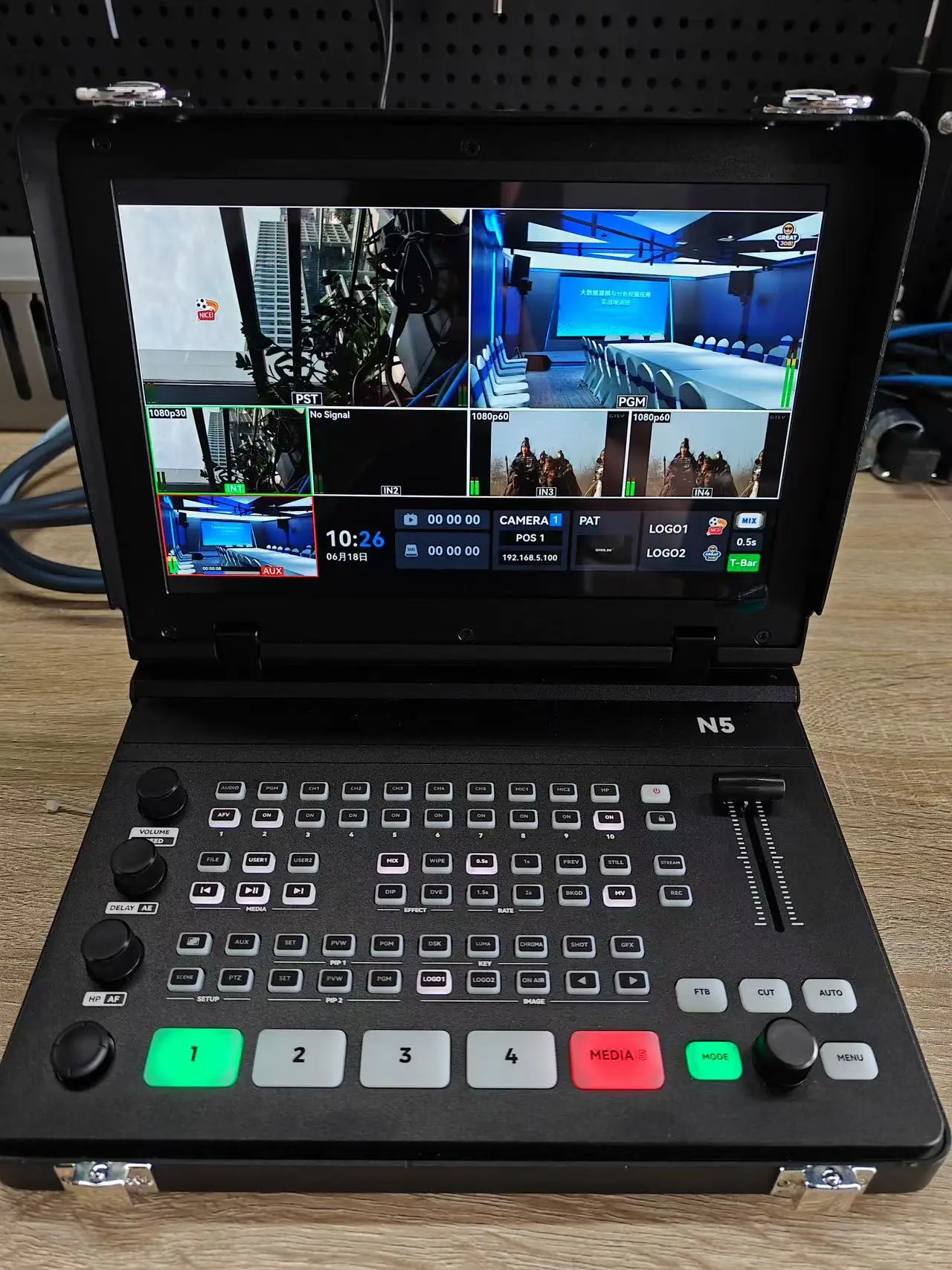 772 5 Channel 4 sdi 4 hd mi lan 10.1inch largeScreen Video Switcher Mixer sd card usb recording Live Streaming N5S