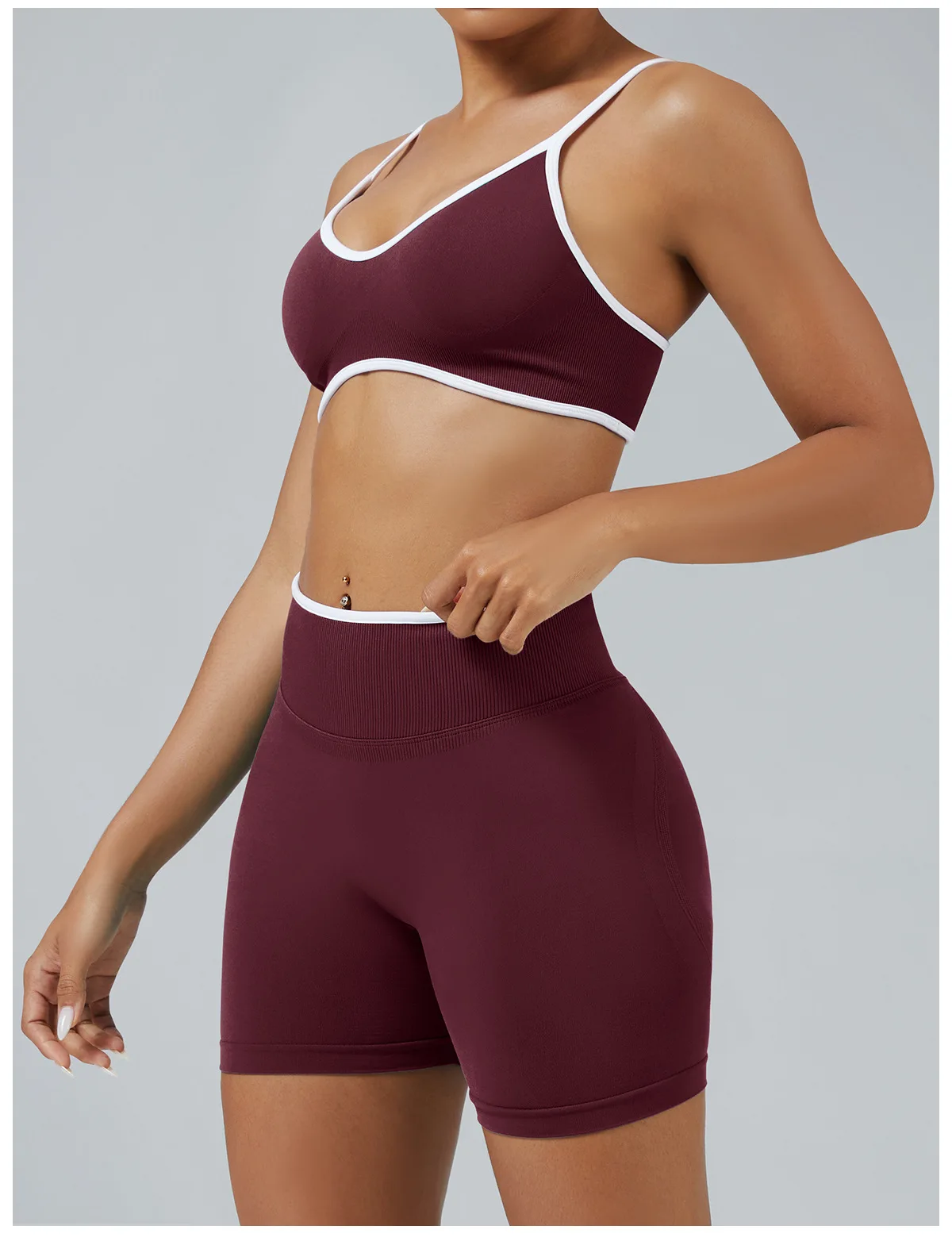 Women's Color Block Yoga Set Sports Bra & High Waisted Shorts Butt Lifting Tummy Control Workout Gym Fitness Running 4-Way Stret