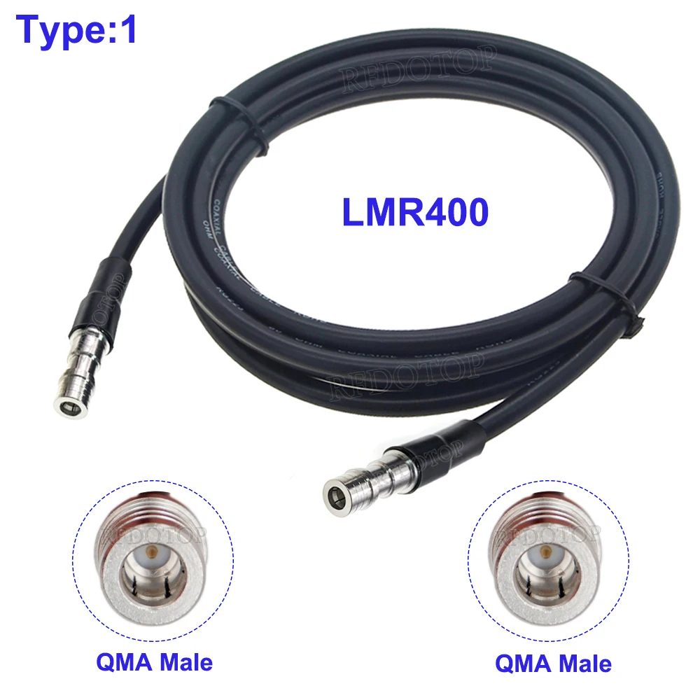 1Pcs LMR400 Cable QMA Male to QMA Male Plug Straight Connector 50-7 LMR-400 Pigtail 50 Ohm Low Loss RF Coaxial Jumper 15cm-30m