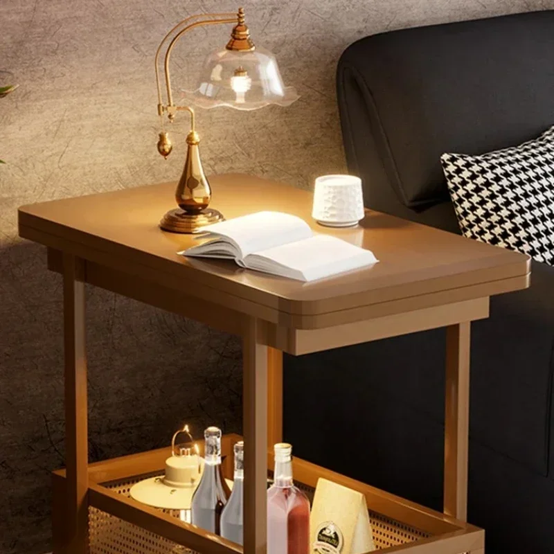 Removable Edge Table, Foldable Coffee Table, Living Room Sofa, Side Cabinet, Household Small Table, Antique Style Solid Wood