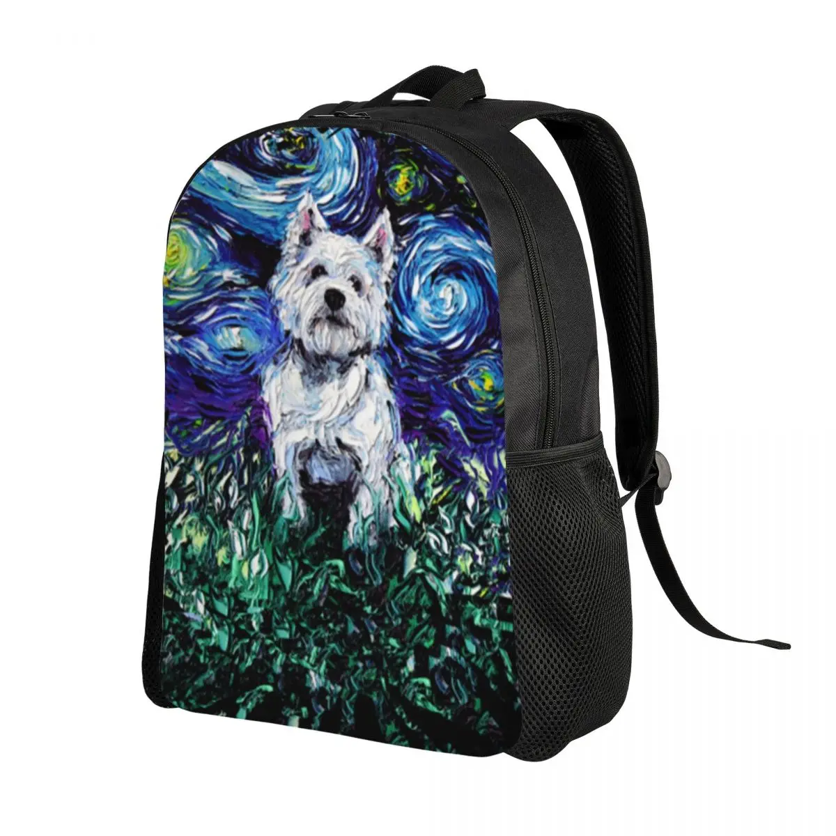 Westie Night Backpacks for Boys Girls West Highland White Terrier Dog School College Travel Bags Bookbag Fits 15 Inch Laptop