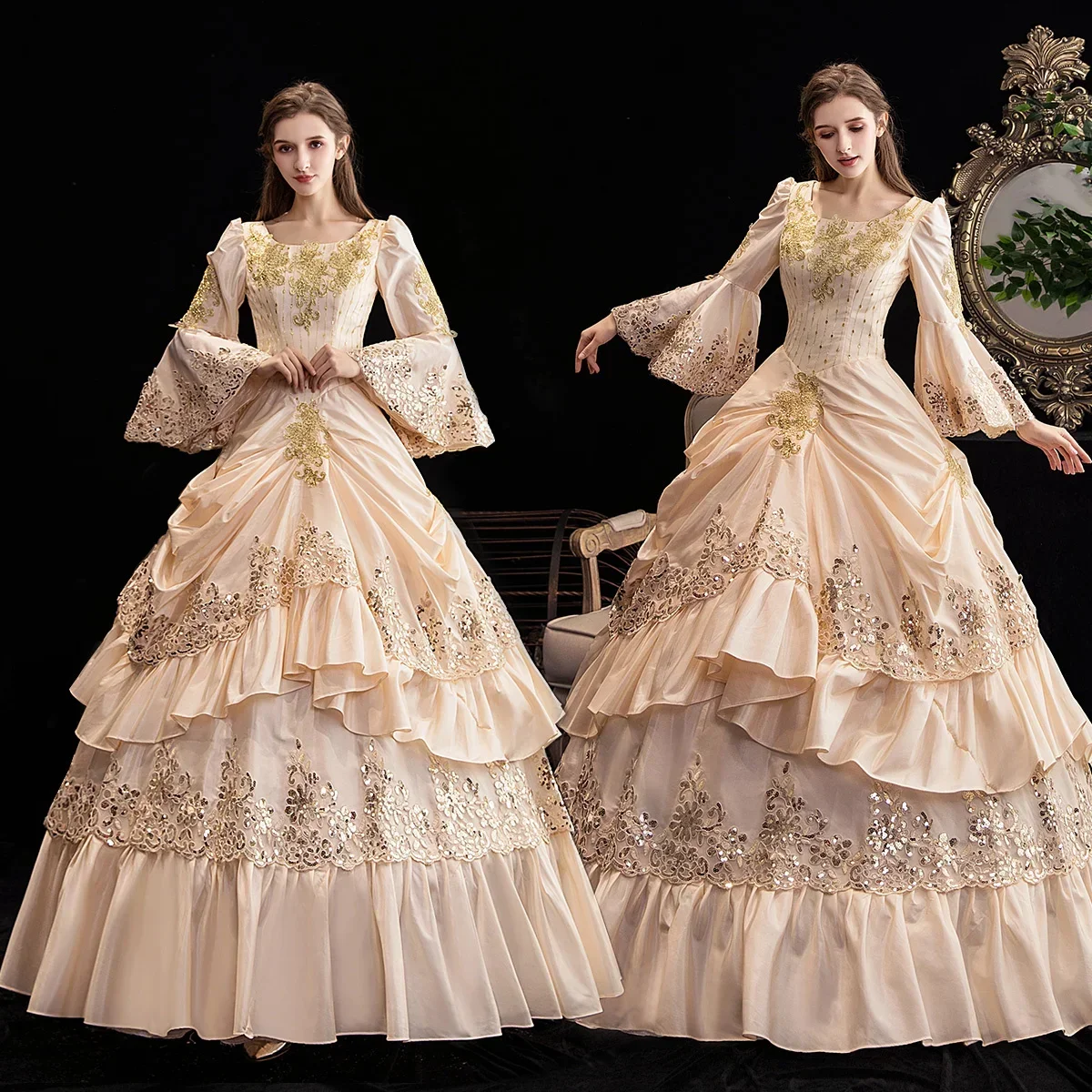 Vestido do século 18, rococó, barroco, marie antoinette, vestidos de baile, período histórico renascentista, vestido vitoriano para mulheres