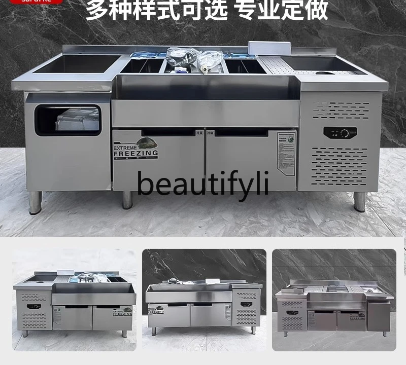 Bar Stainless Steel Mixing Station Water Bar Counter Operation Table Workbench Cocktail Cabinet