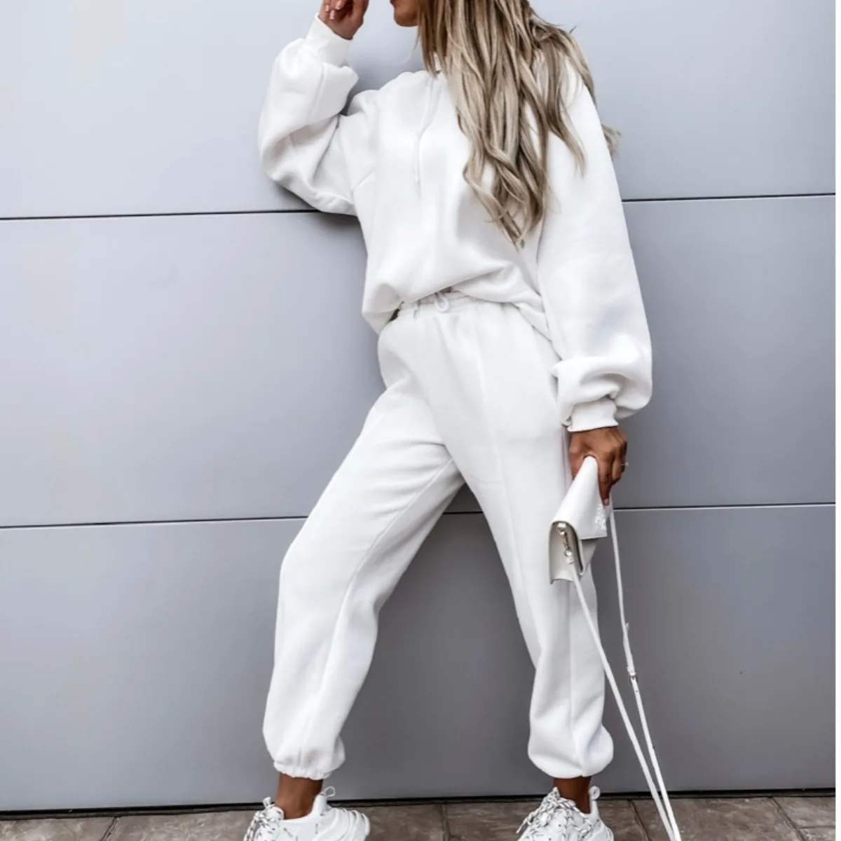 

Women Tracksuits Set Casual Loose Sweatshirt Suit Oversized Long Sleeve Hoodies Solid Pullovers Sport Top Pants Two Pieces Sets