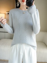 Autumn and Winter New round Neck Branch Sweater Woolen Sweater Thin Slim Slimming Solid Color Sweater Simple Temperament Sweater