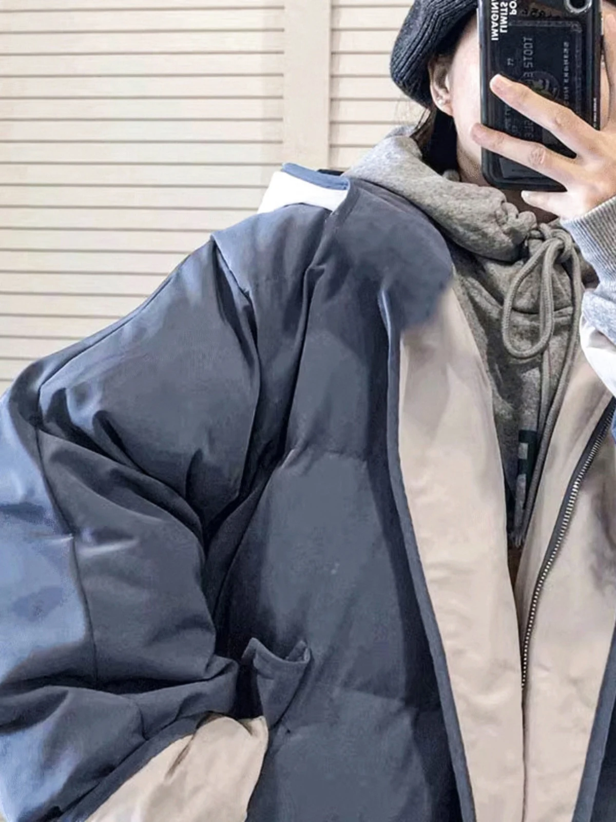 Double-Sided Wear Winter down Jacket Women's Slim Fit Anti-Cold College Style Outerwear Fashionable Commute Style Korean Version