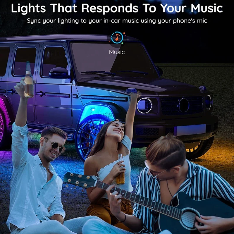 Car RGBW LED Rock Lights, With Smart APP Control, 64 Multicolor Underglow Neon Light Pods For Truck, Reactive Music Mode