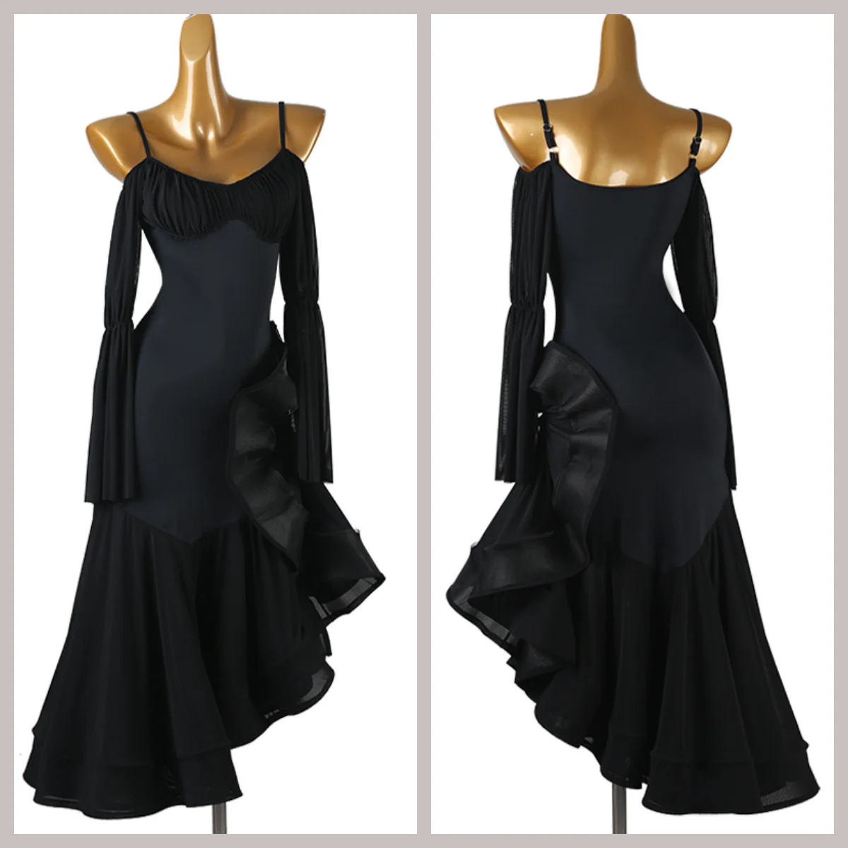 Trajes de baile de salón para mujer, vestido de manga larga sexy y adelgazante personalizado, vestidos de baile modernos