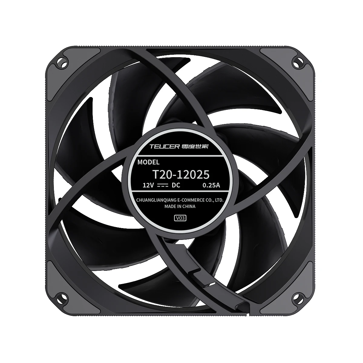 TEUCER T20 Fan Cpu Cooler 12V 4Pin 2500RPM Industrial Ventiladores 120mm PC S-FDB Bearing High Wind Pressure  Case Radiator Fan