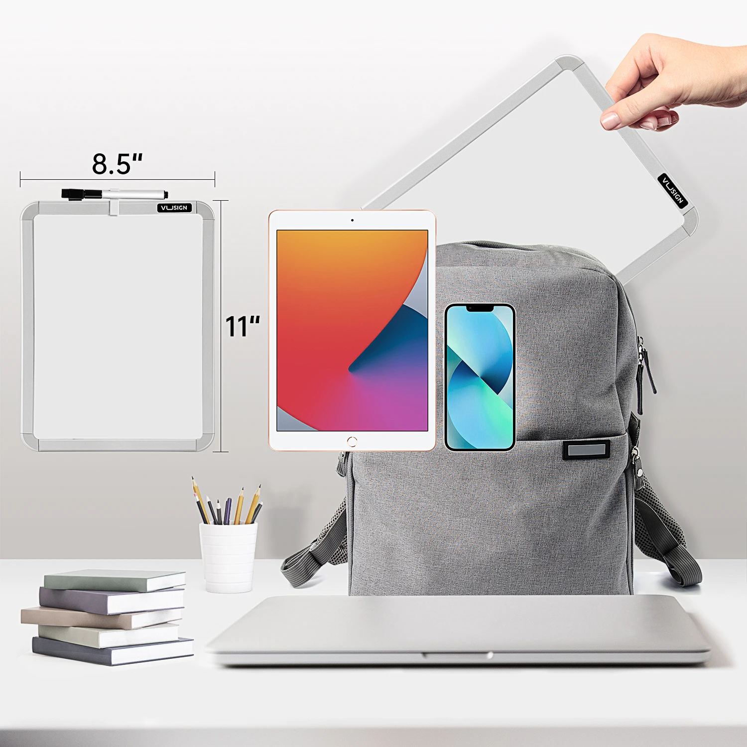 Небольшая доска для сухого стирания Deli 8,5x11 дюймов, портативная мини-белая доска для офиса, колледжа, дома и общежития