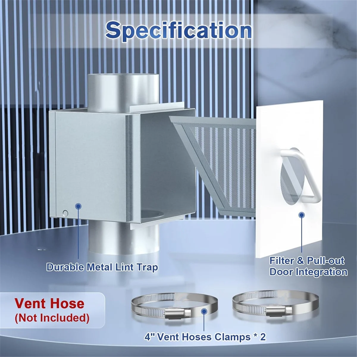 ABJZ Metalen Droger Lint Trap, Binnendroger Vent met Lint Catcher, Past in 2x4 Muurframe/van de Muur, Lade Mesh Filter