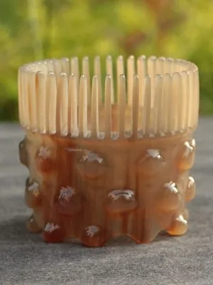 Natural yak horn jellyfish pattern shampoo massage horn comb bath shampoo comb clean head scalp massage comb