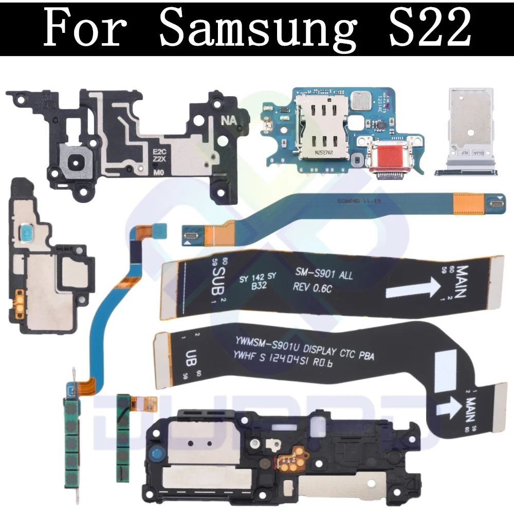Top-Ohr-Lautsprecher-Signal Antennen abdeckung SIM-Karte Ladeans chluss platine für Samsung S22 5g aus auf Haupt-LCD-Motherboard Haupt flex