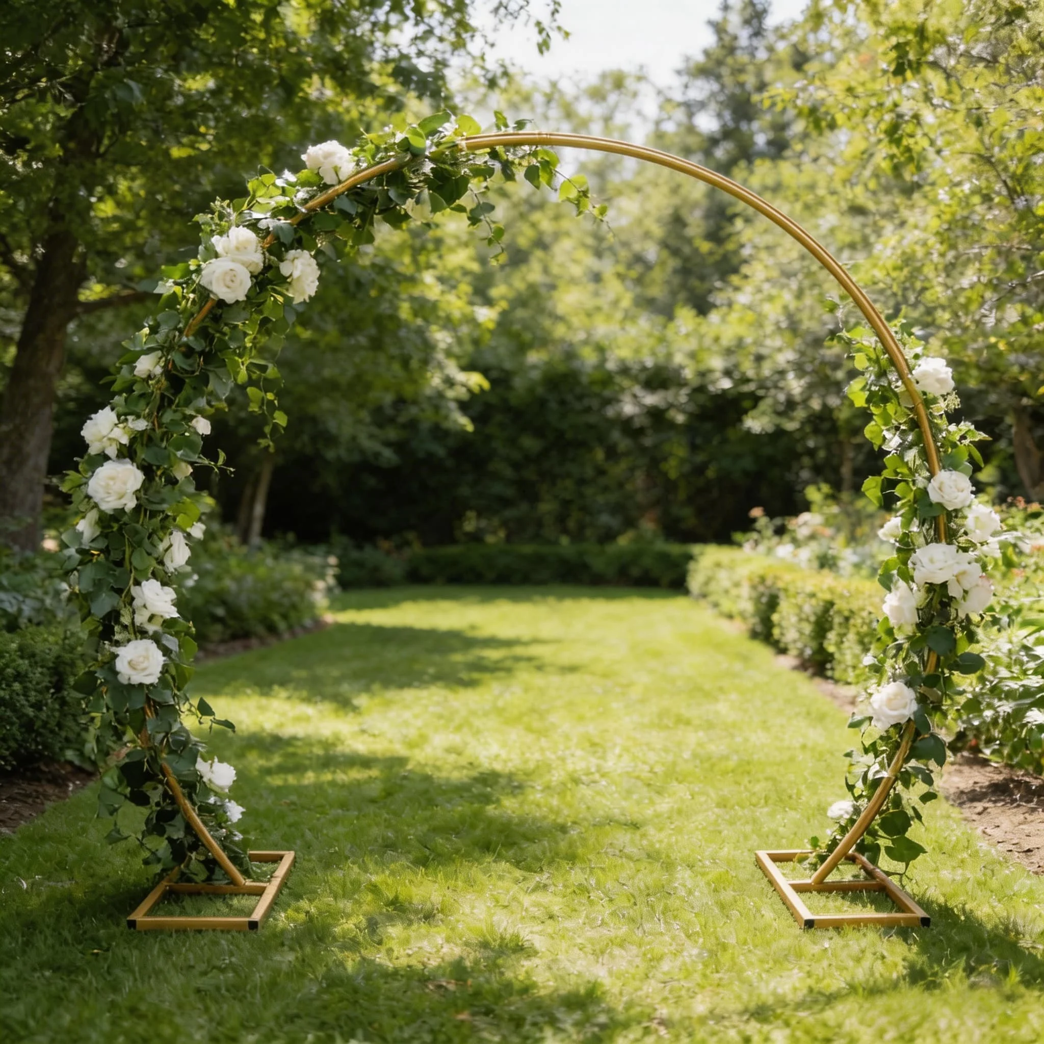 Arco Redondo Dorado de 2 Metros para Jardín, Soporte Decorativo Versátil para Patio, Pérgola, Bodas, Fiestas y Celebraciones