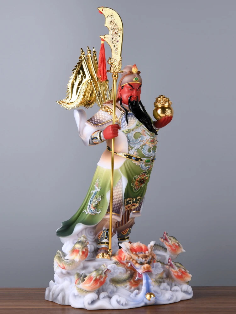 

LTT Kowloon Guan Gong Statue Ornament White marble Dawu God of Wealth Lucky Guan Erye Ornament