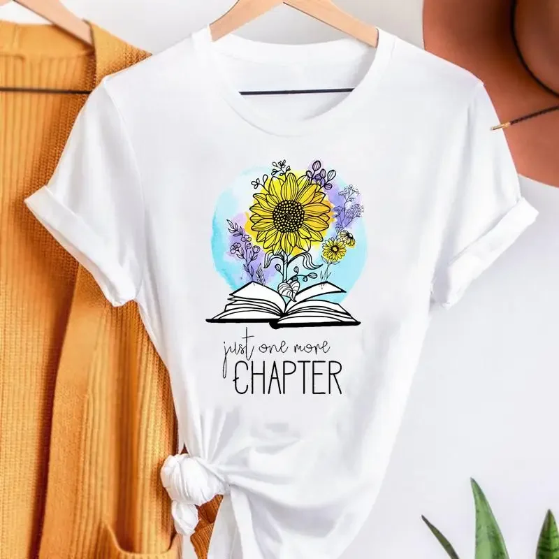Vintage Flower Print T-shirts Fashion Women Cartoon Summer Shirt Stylish Short Sleeve Graphic T Top Female Tee T-Shirt image 2