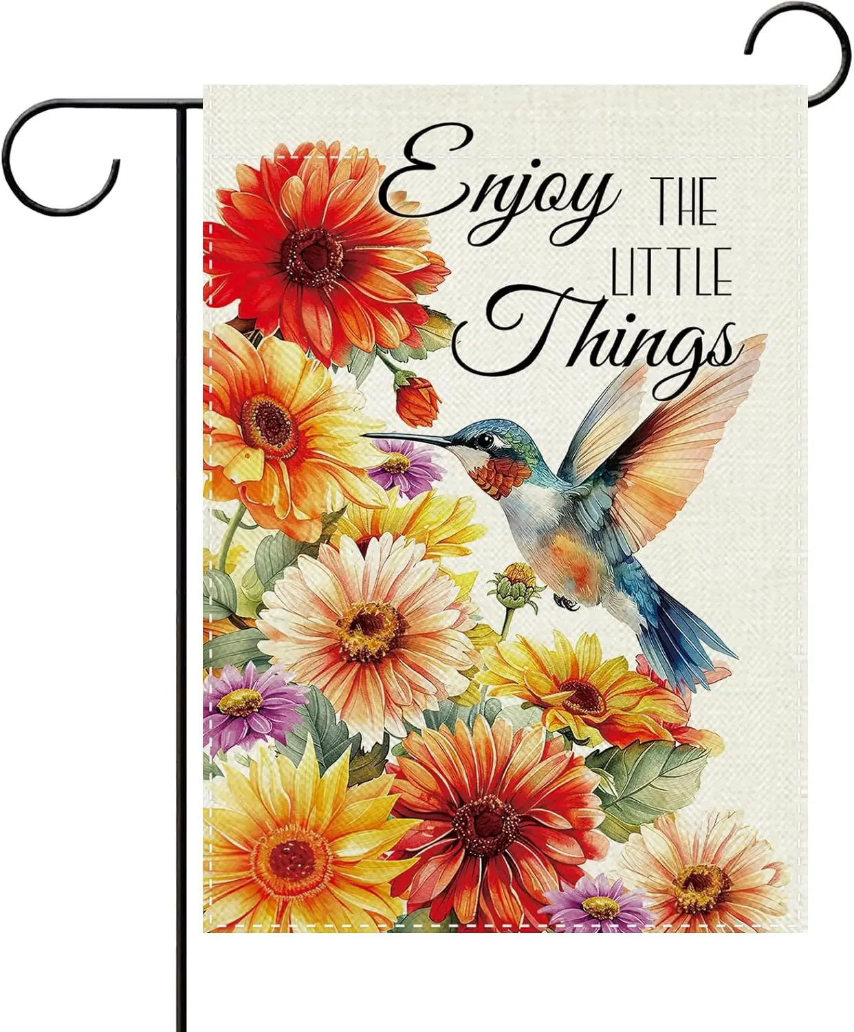 Spring Summer Hummingbird Sunflower Decorative Garden Flag, Inspirational Flower Enjoy The Little Things Small Yard Outside  AAS